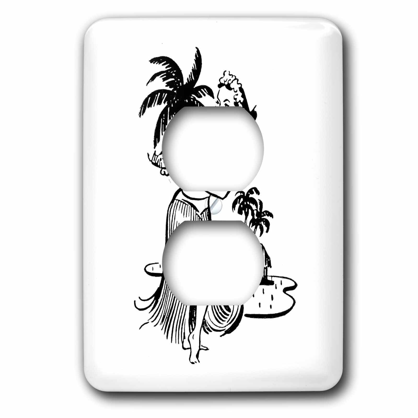 3dRose, Sketch Of Vintage Hula Dancer, 2 plug outlet cover