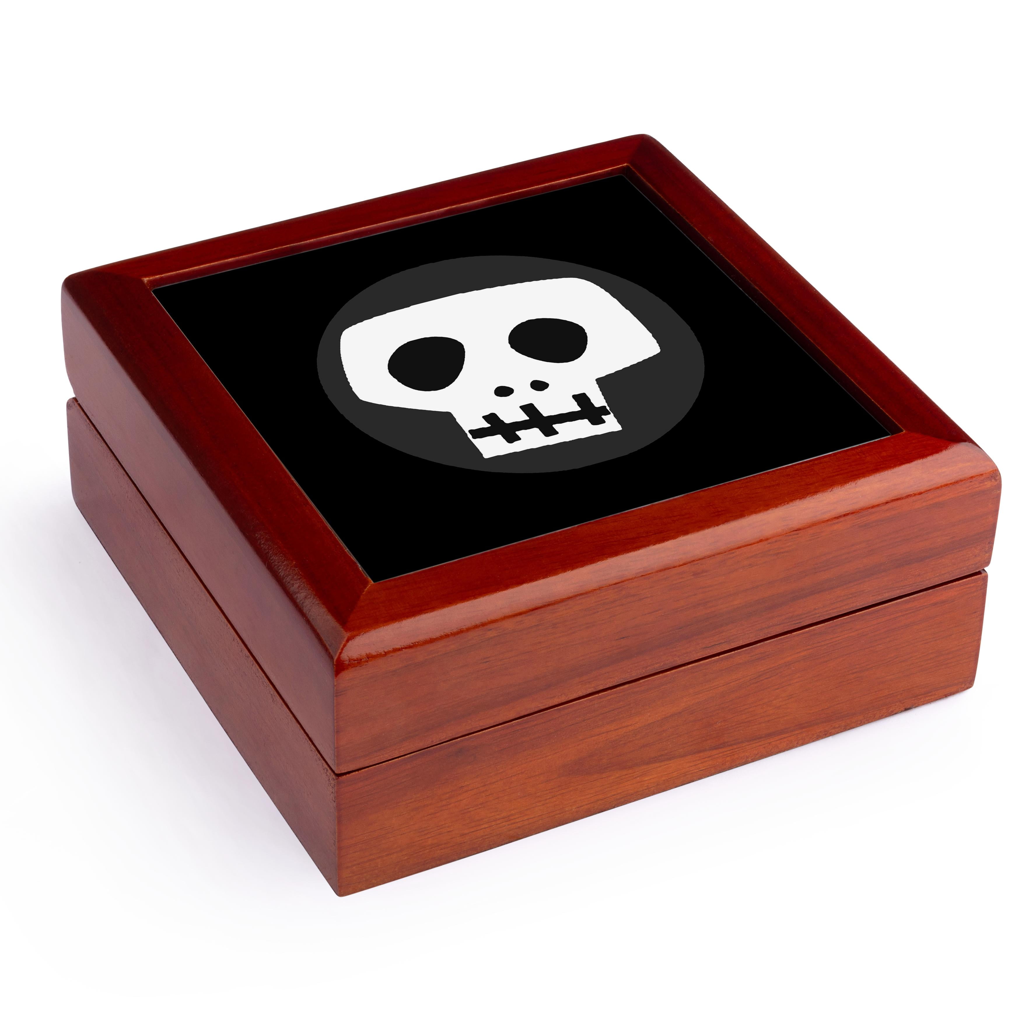 3dRose, Skull, Jewelry Box 5.5x5.5 inch with 4 inch tile