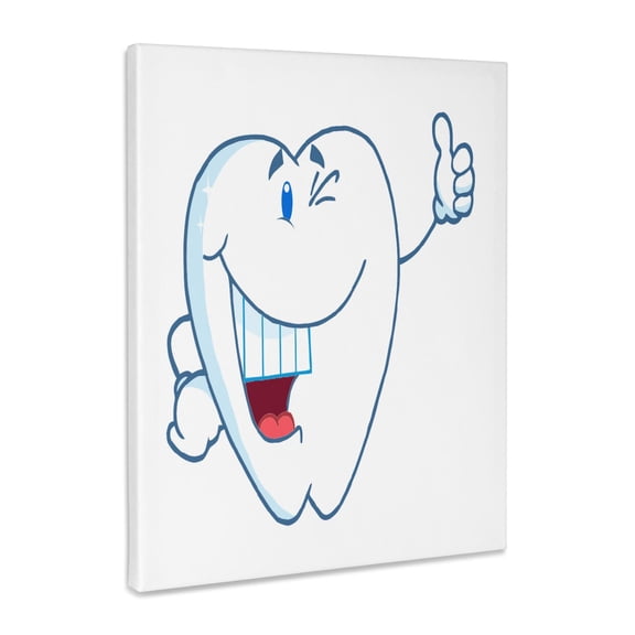 3dRose, Smiling Tooth Dental Cartoon Character, Museum Grade Canvas Wrap 11x14