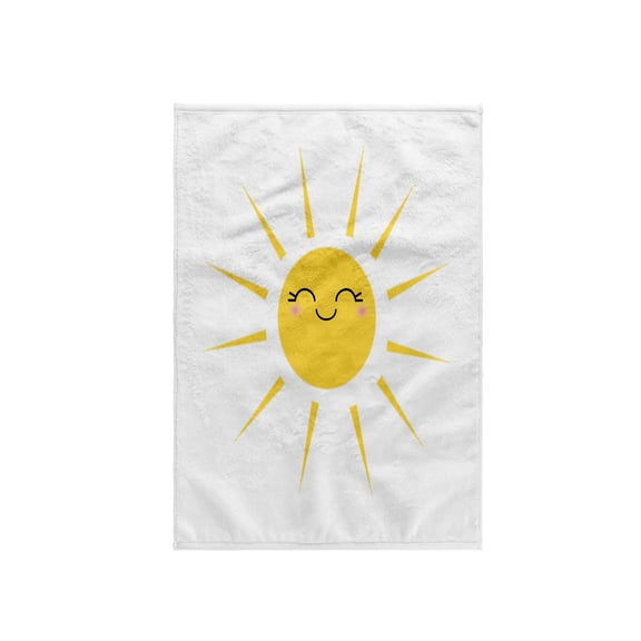3dRose, Smiling happy sun - cute kawaii yellow sunny smiling face - summery sunshine on white - sweet summer, 15x22 Hand Towel