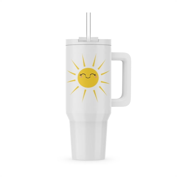 Smiling Happy Sun - Cute Kawaii Yellow Sunny Smiling Face - Summery Sunshine On White - Sweet Summer, 40oz Tumbler