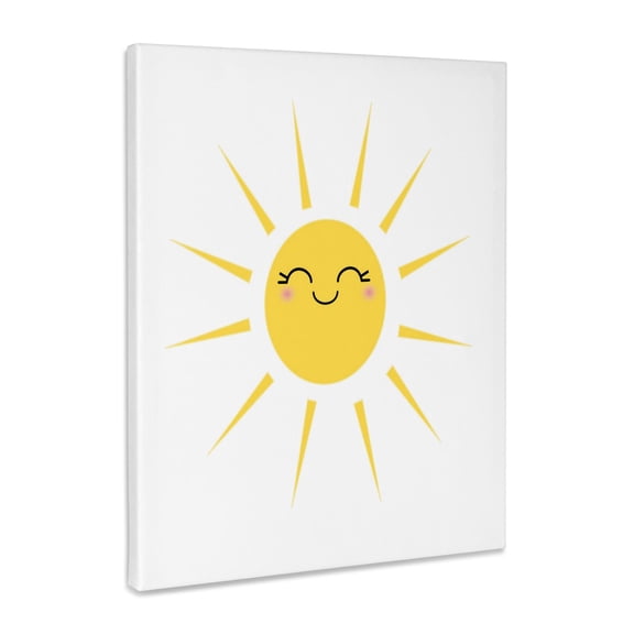 3dRose, Smiling happy sun - cute kawaii yellow sunny smiling face - summery sunshine on white - sweet summer, Museum Grade Canvas Wrap 8x10