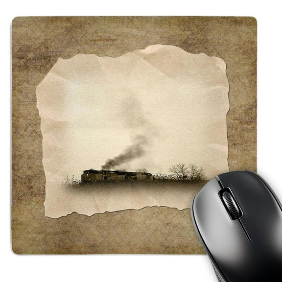 3dRose, Smoking Train on Aged Paper Look, Sepia, MousePad