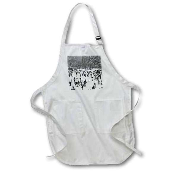 3dRose, Snow blizzard in Central Park Manhattan New York City Ice Skate Ring, Full Length Apron with Pockets 22w x 30l