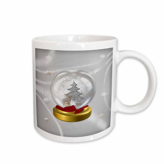 3drose, Snow Globe with Deer, Tree, and Snowflakes, 11oz Mug