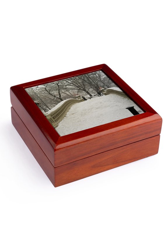 , Snow blizzard in Central Park Manhattan New York City, Jewelry Box 5.5x5.5 inch with 4 inch tile