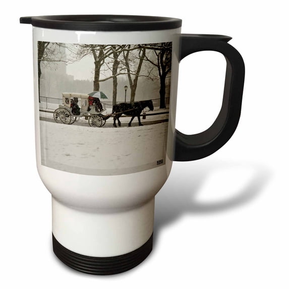 3drose, Snow Blizzard in Central Park Manhattan New York City, 14oz Stainless Steel Travel Mug