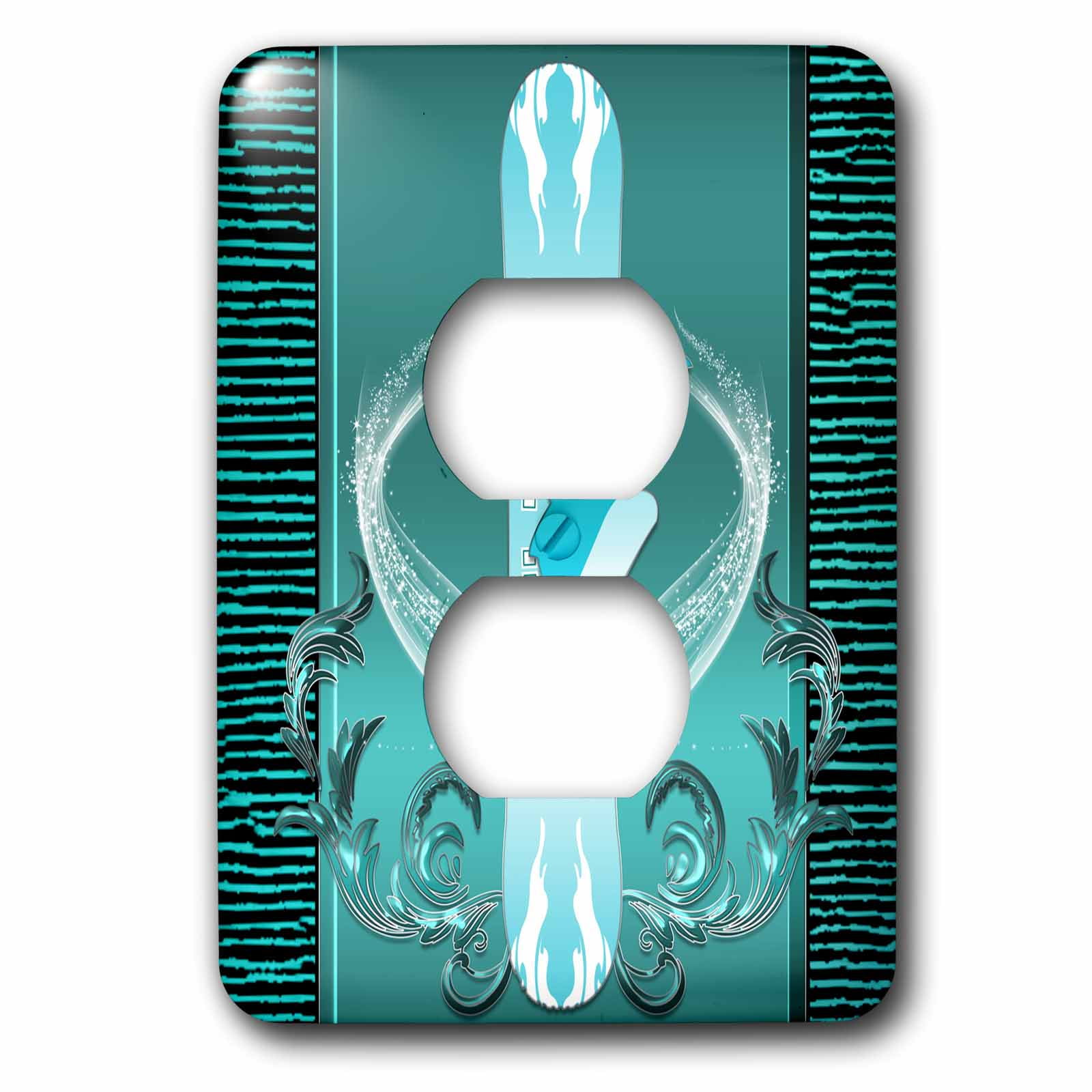 3dRose, Snowboarder in a snowboard with damask, 2 plug outlet cover