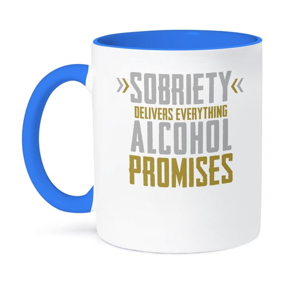 3dRose, Sobriety Delivers Everything Alcohol Promises Recovery, 15oz Two-Tone Blue Mug