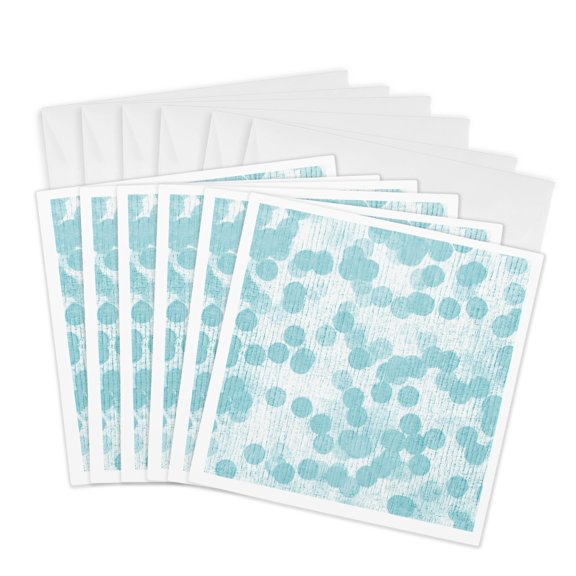 3drose, Soft Aqua Dots, 6 Greeting Cards with Envelopes