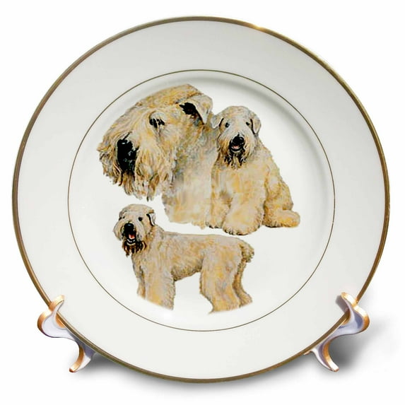 3dRose, Soft Coated Wheaten Terrier, 8 inch Porcelain Plate