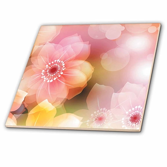 3dRose, Soft Dreamy Pink Floral Spring Inspiration, 3DRSMM, 6 Inch Ceramic Tile