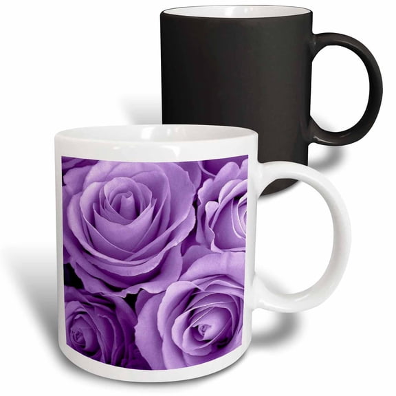 3drose, Soft Lilac Purple Poses Bouquet, 11oz Magic Transforming Mug