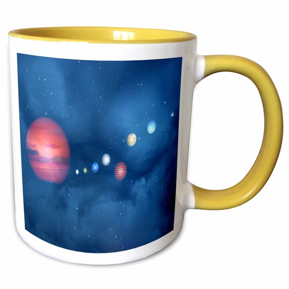 3drose, Solar System, 11oz Two-tone Yellow Mug