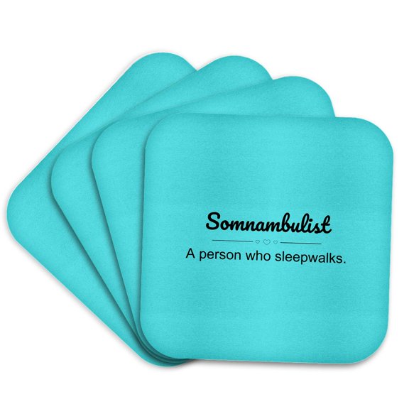 3drose, Somnambulist and Its Meaning Typography, Set of 4 Coasters - Soft