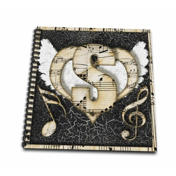 3dRose, Song Angel Initial Letter S, Mini Notepad 4 x 4 inch
