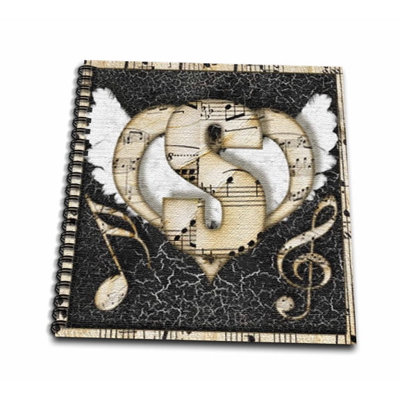 3dRose, Song Angel Initial Letter S, Mini Notepad 4 x 4 inch