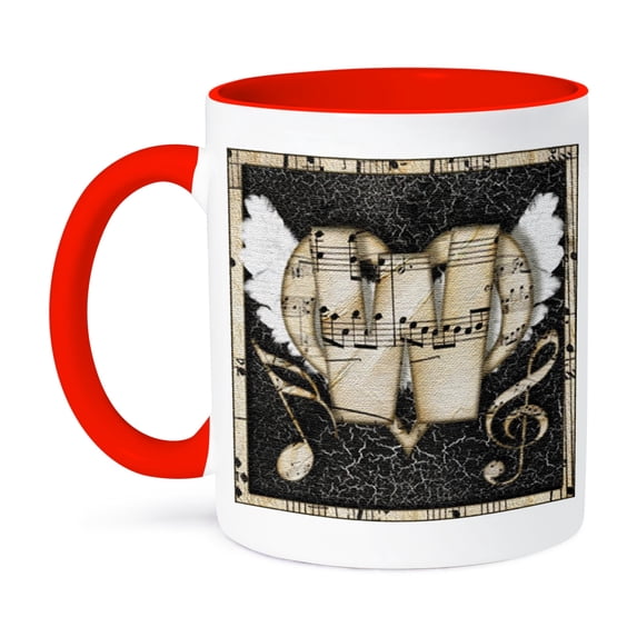 3dRose, Song Angel Initial Letter W, 15oz Two-Tone Red Mug