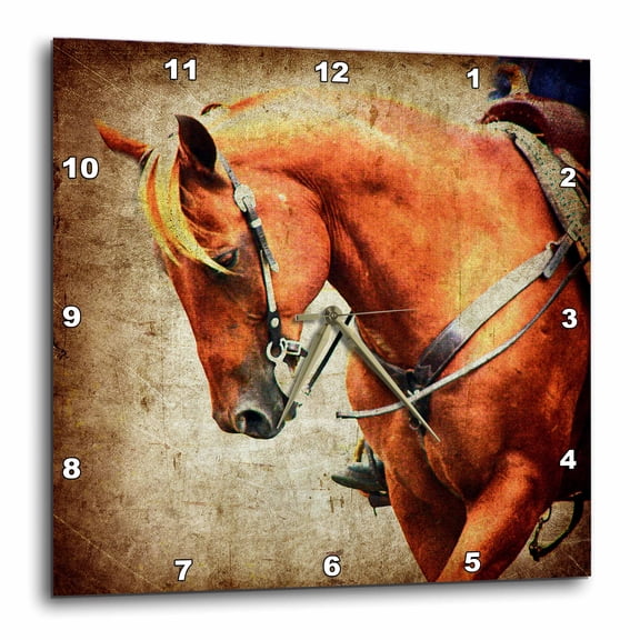 3drose, Sorrel Western Horse Grunge, 10x10 Wall Clock