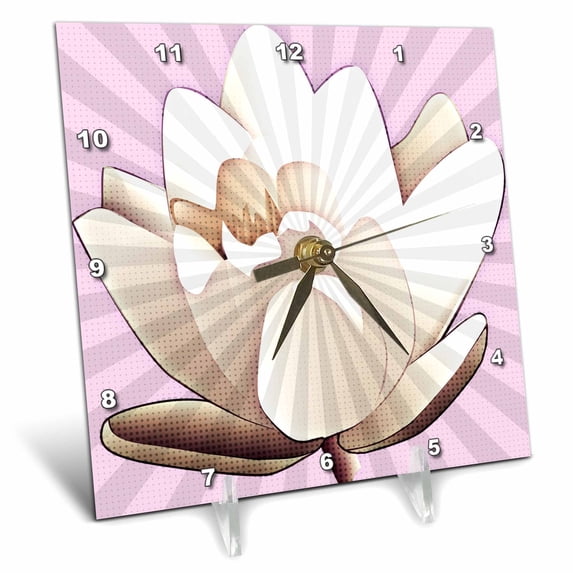 3dRose, Soul Burst - Lotus Flower - Inspirational Art, 6x6 Desk Clock