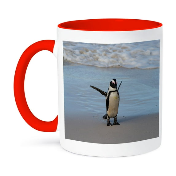 3dRose, South Africa, Cape Town, Boulders Beach, Penguin., 15oz Two-Tone Red Mug