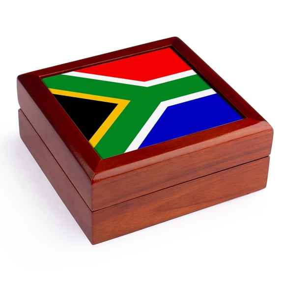 3dRose, South Africa Flag, Jewelry Box 5.5x5.5 inch with 4 inch tile