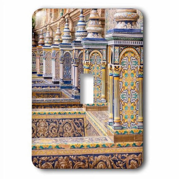 3dRose, Spain, Andalusia, Seville. Plaza de Espana ornately decorated., single toggle switch