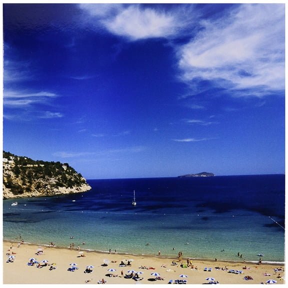 3dRose, Spain, Balearic Islands, Ibiza, Aerial view of Cala Sant Vincent. , 12 Inch Ceramic Tile