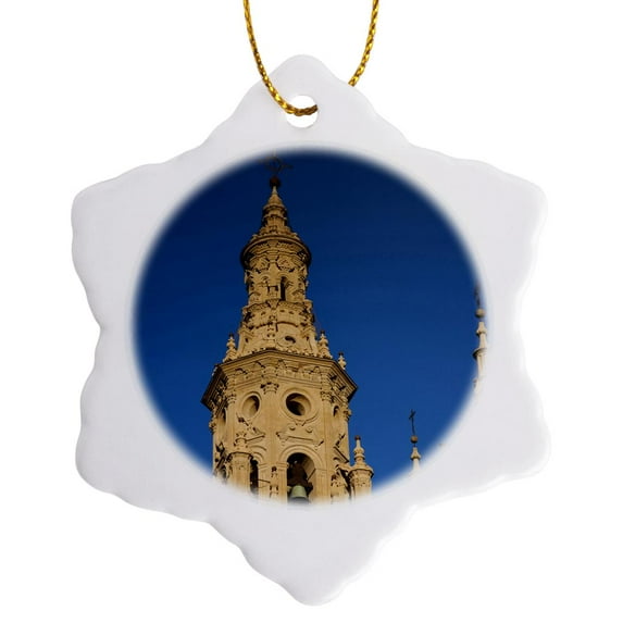 3drose, Spain, Cathedral of Santa Maria De La Redonda - Eu27 Wbi0580 - Walter Bibikow, 3 inch Snowflake Porcelain Ornament