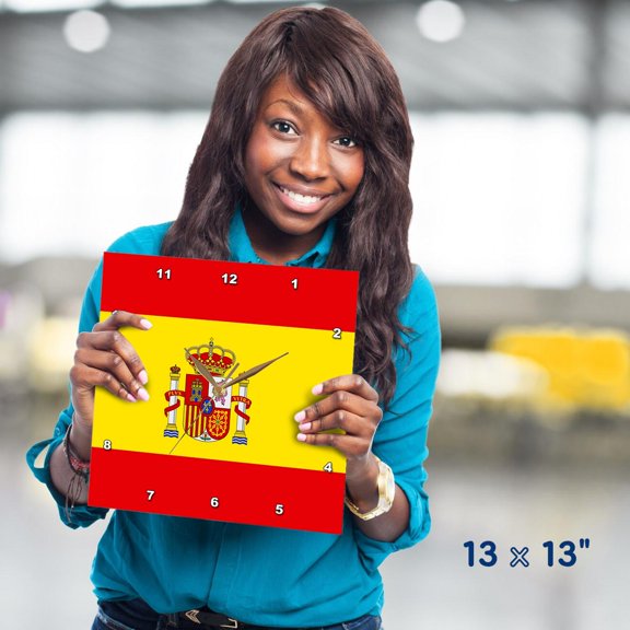 3dRose, Spain Flag, 13x13 Wall Clock