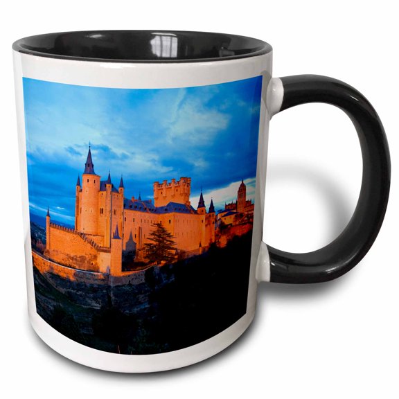 3drose, Spain, Segovia. Alcazar Castle at Sunset., 11oz Two-tone Black Mug
