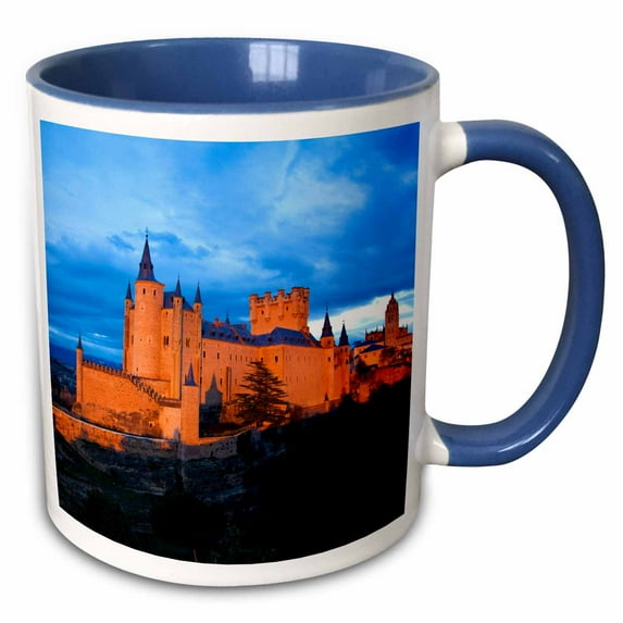 3drose, Spain, Segovia. Alcazar Castle at Sunset., 11oz Two-tone Blue Mug