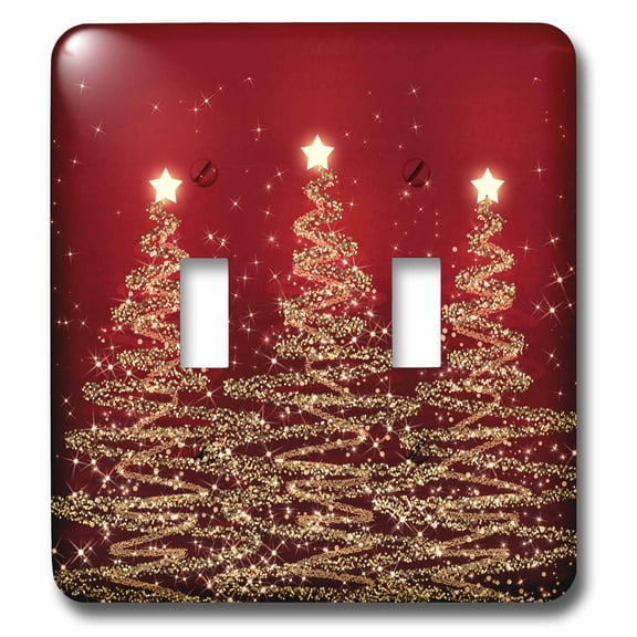 3dRose, Sparkling Christmas Trees Red, double toggle switch