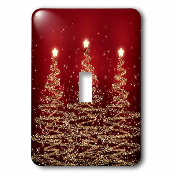3dRose, Sparkling Christmas Trees Red, single toggle switch