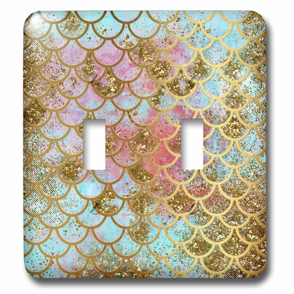 3dRose Sparkling Pink Luxury Elegant Mermaid Scales Glitter Effect Art print - Double Toggle Switch