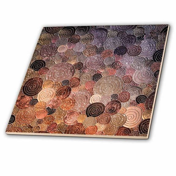 3dRose, Sparkling Shiny Glitter Swirls and Dots in Brown and Copper Galaxy, 6 Inch Ceramic Tile