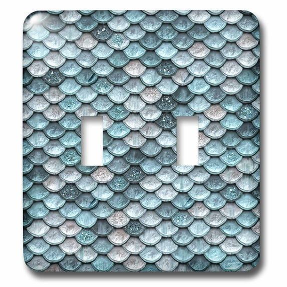 3dRose, Sparkling Teal Luxury Elegant Mermaid Scales Glitter Effect Artprint, double toggle switch