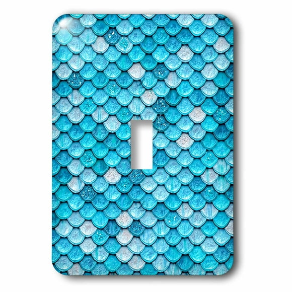 3dRose Sparkling Teal Luxury Metal Mermaid Scales Glitter Effect Art print - Single Toggle Switch