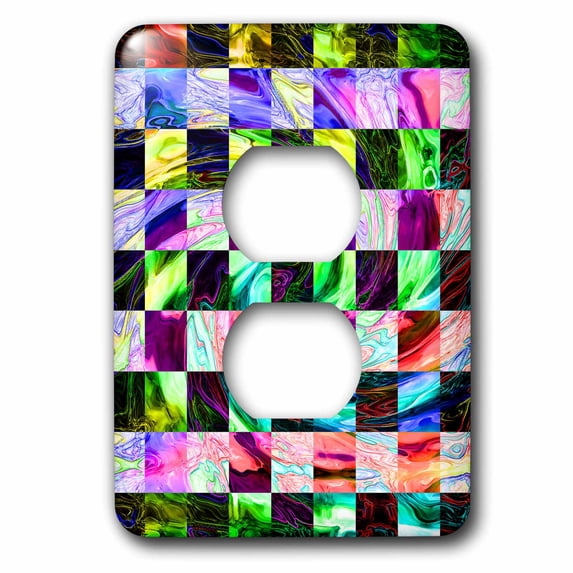 3dRose, Spectral Glass features colorful stylized glassy grid pattern of an abstract hurricane, 2 plug outlet cover
