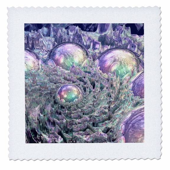 3dRose, Spectral Universe reflective silver space scene with swirling universe and planets, 6x6 inch quilt square
