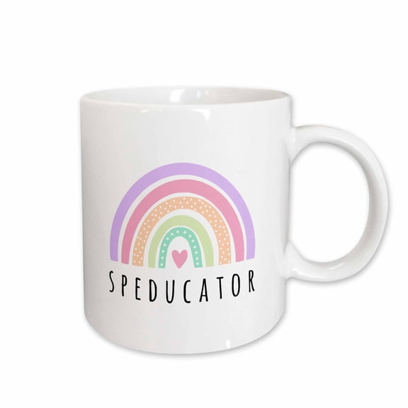 3drose, Speducator Sped Teacher Special Education School Ed Boho Rainbow Heart, 11oz Mug