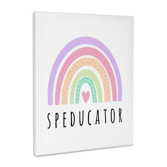 3dRose, Speducator SPED Teacher Special Education School Ed Boho Rainbow Heart, Museum Grade Canvas Wrap 11x14