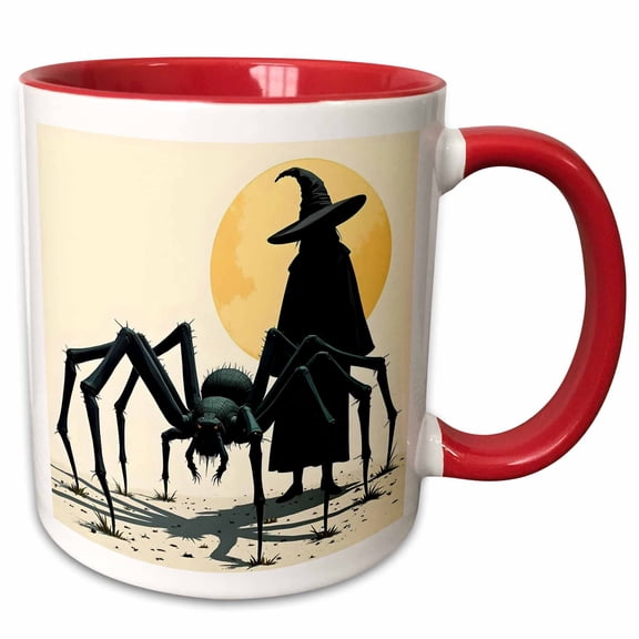 3drose, Spider Witch and Moonlight Shadow, 11oz Two-tone Red Mug