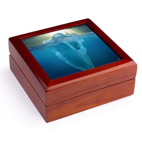 3dRose, Split image of an iceberg. Iceberg from Greenland, drifting on Iceberg Alley. Baffin Bay., Jewelry Box 5.5x5.5 inch with 4 inch tile
