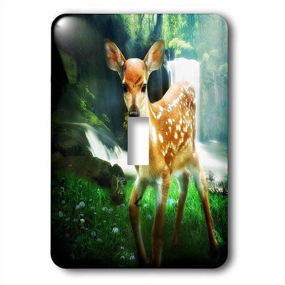 3dRose, Spotted Fawn sweet young deer near a waterfall in nature., single toggle switch