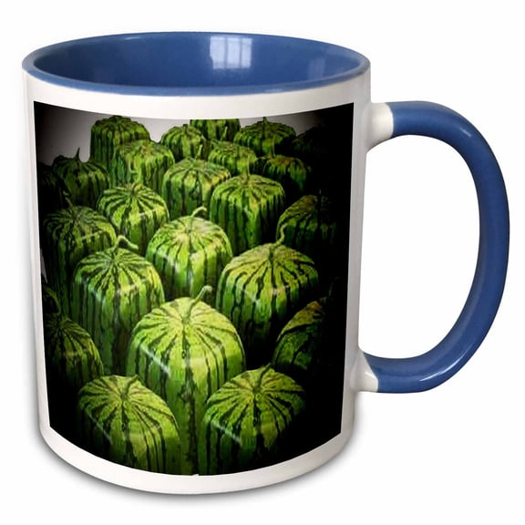 3drose, Square Watermelons, 11oz Two-tone Blue Mug
