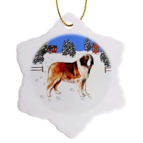 3dRose, St Bernard, 3 inch Snowflake Porcelain Ornament