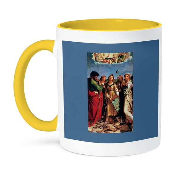 3dRose, St Cecilia with Attendant Saints 1515 by Raphael, 11oz Two-Tone Yellow Mug