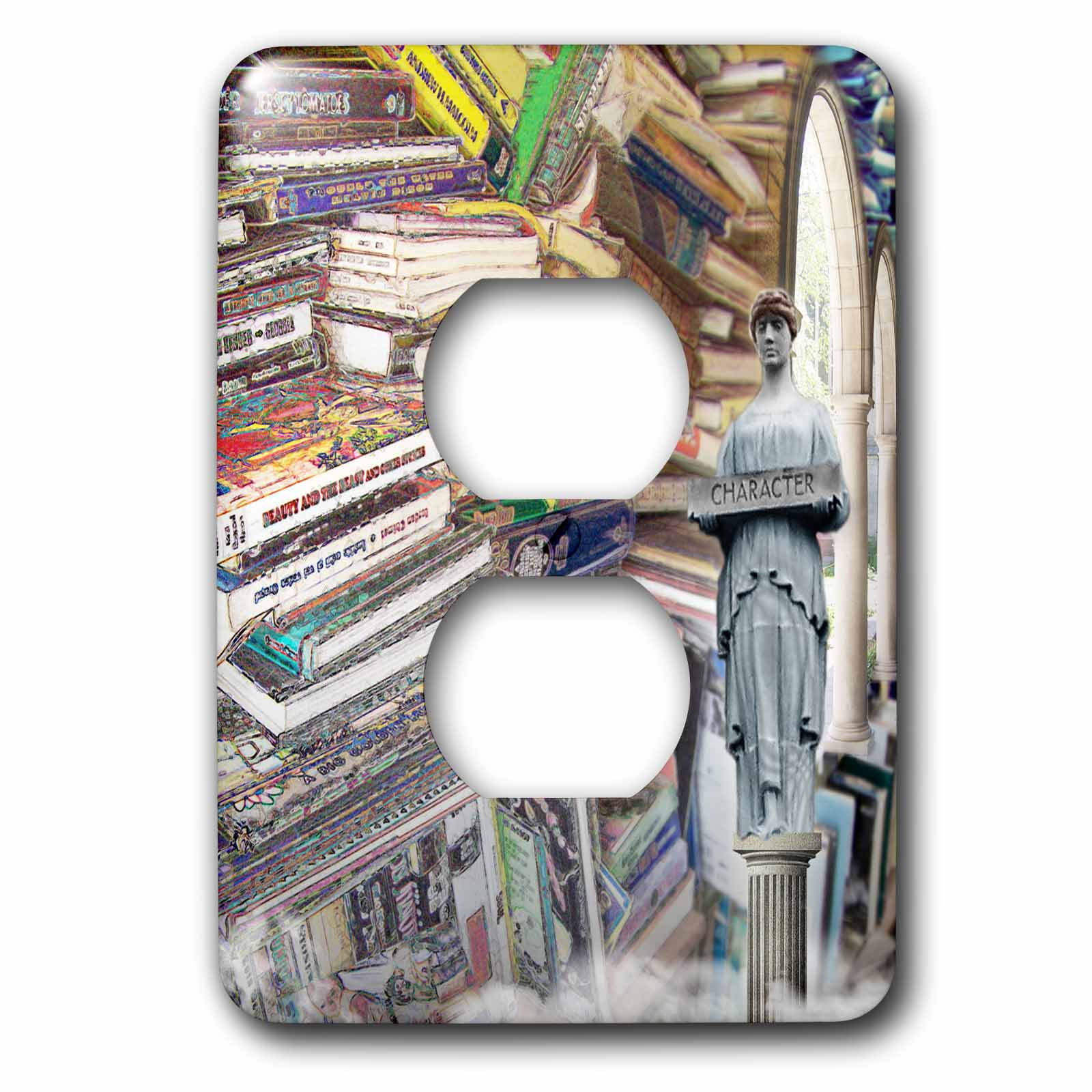 3dRose, Stack of Books a digital collage of books and a greek statue, 2 plug outlet cover