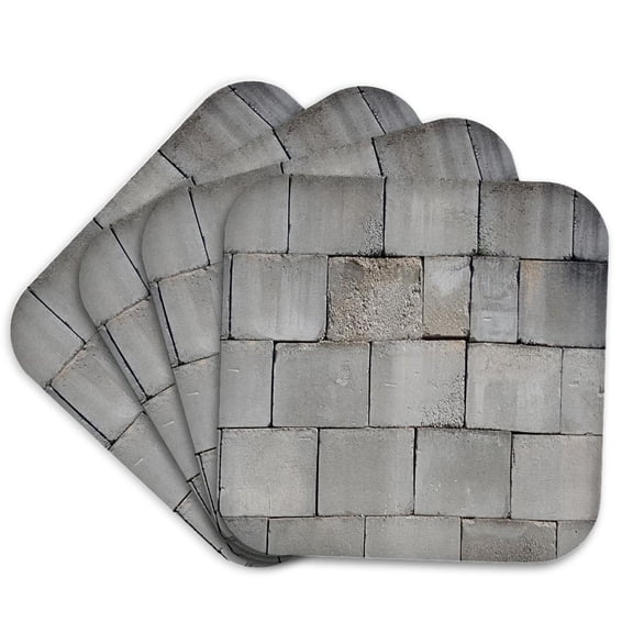3drose, Stacked Cement Cinder Block Brick Wall, Set of 4 Coasters - Soft